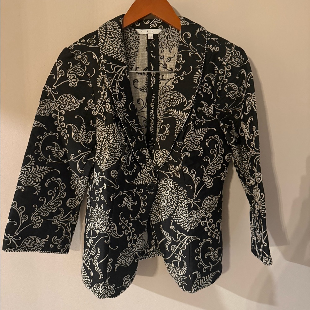 CAbi Black and White Patterned Blazer